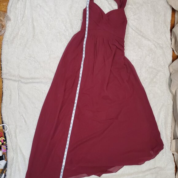 NWT Azazie Rainer Cabernet Red Chiffon Sleeveless Formal Occassion Maxi Dress 10 - Picture 7 of 8